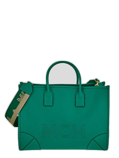 Mcm München Large Top Handle Bag In Green