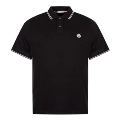 Moncler Polo Shirt Twin Tipped In Black