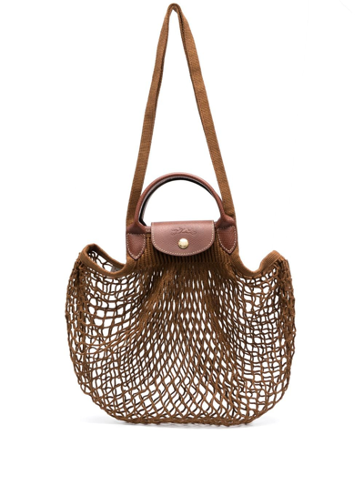 Longchamp Large Le Pliage Filet Tote Bag In Brown