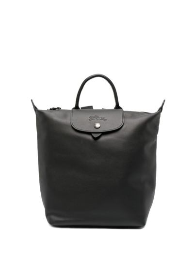 Longchamp Le Pliage Xtra Leather Backpack In Black