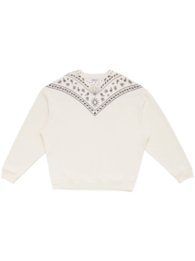 Marcelo Burlon County Of Milan Bandana-print Cotton Sweatshirt In Neutrals