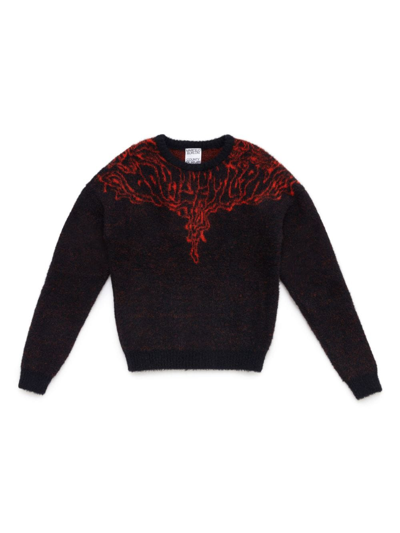 Marcelo Burlon County Of Milan Fluid Wings Knitted Wool Jumper In Black