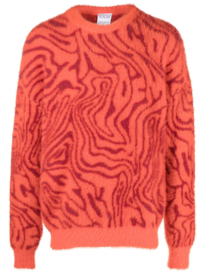 Marcelo Burlon County Of Milan Patterned-intarsia Fleece Knitted Jumper In Red