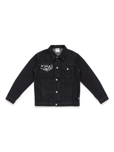 Marcelo Burlon County Of Milan Bandana Insert Denim Jacket In Black