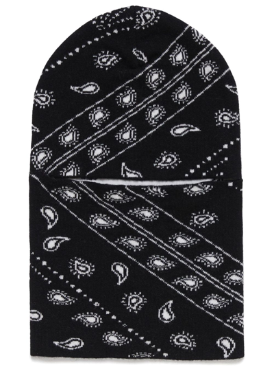 Marcelo Burlon County Of Milan Bandana-pattern Intarsia-knit Balaclava In Black