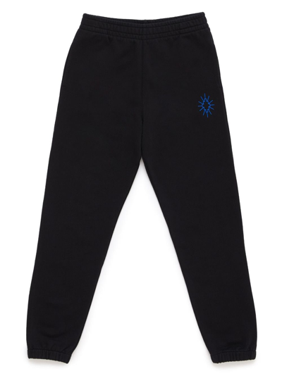 Marcelo Burlon County Of Milan Kids' Logo-embroidered Cotton Track Trousers In Black