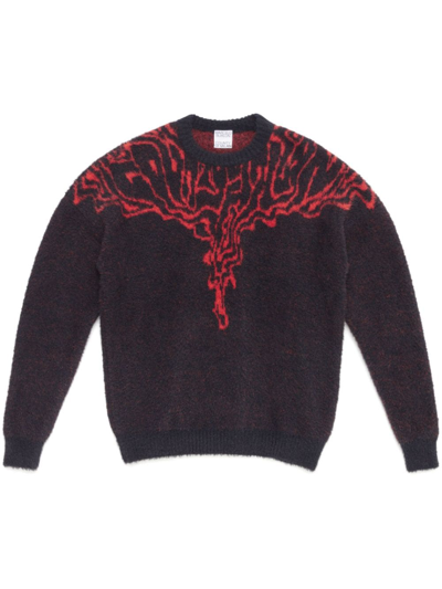 Marcelo Burlon County Of Milan Fluid Wings Intarsia-knit Jumper In Black