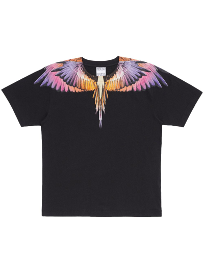 Marcelo Burlon County Of Milan Kids' Icon Wings Printed Cotton T-shirt In Black