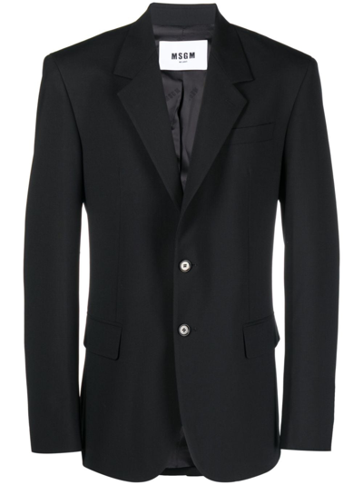 Msgm Single-breasted Notched Blazer In Black