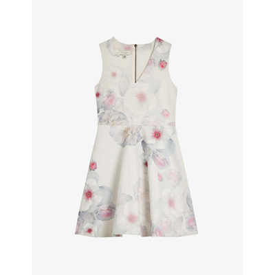 Ted Baker Emleey Printed Skater Dress In Natural