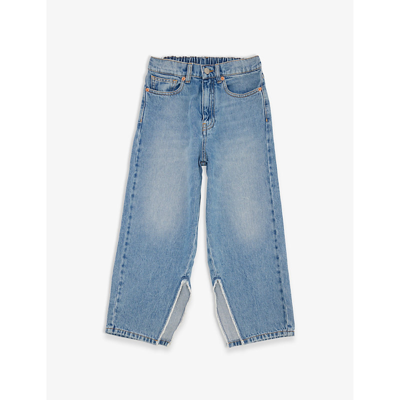 Mm6 Maison Margiela Kids' Wide-leg Ripped Jeans In Blue Denim