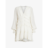 Allsaints Zora Long Sleeve Minidress In Chalk White