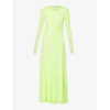 Proenza Schouler White Label Womens Lime Long-sleeved Tie-back Cotton Maxi Dress