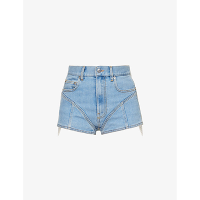 Mugler Denim Shorts In Blue