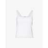 Vince Womens Optic White Square-neck Sleeveless Stretch-cotton Top