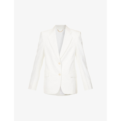 Victoria Beckham Asymmetric Double-layer Silk Jacket In White