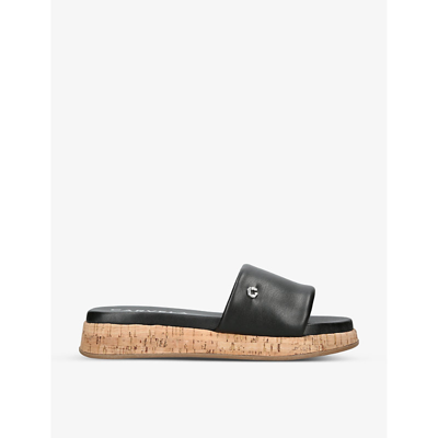 Carvela Womens Black Cloud Logo-embellished Flat Leather Mules