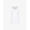 Givenchy Womens White Logo-plaque Ribbed Stretch-cotton Top