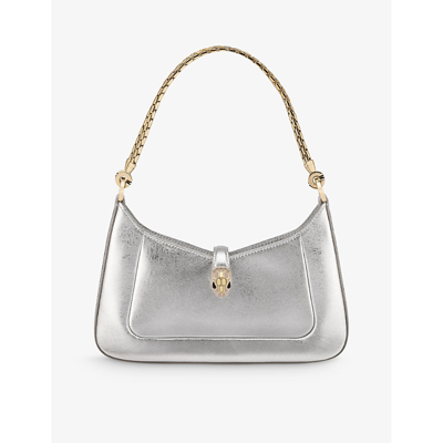 Bvlgari Womens Silver Serpenti Baia Small Leather Shoulder Bag