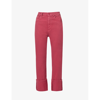 Max Mara Womens Raspberry Decano Folded-cuff Straight-leg High-rise Stretch-denim Jeans