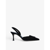 Manolo Blahnik Maysli 70 Buckled Suede Slingback Pumps In Black