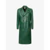 Bally Mens Kelly Green Double-breasted Waist-adjuster Leather Trench Coat In Kelly Green