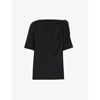 Dries Van Noten Womens Black Cowl-neckline Relaxed-fit Cotton T-shirt
