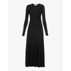 PROENZA SCHOULER WHITE LABEL PROENZA SCHOULER WHITE LABEL WOMEN'S BLACK LONG-SLEEVED TIE-BACK COTTON MAXI DRESS,67873624