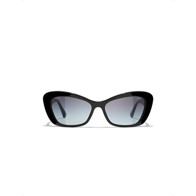 Pre-owned Chanel Womens Black Cat Eye Sunglasses