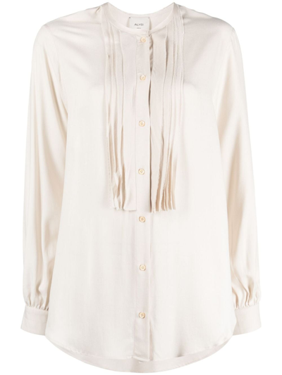 Alysi Pleat-detailing Bib-collar Shirt In White