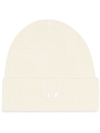 Diesel Ribbed Beanie With D Embroidery In Bianco