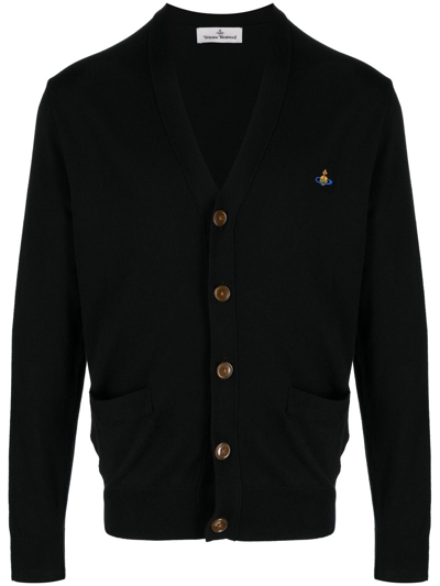 VIVIENNE WESTWOOD ORB LOGO-EMBROIDERED KNITTED CARDIGAN