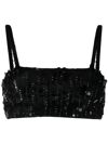 P.a.r.o.s.h Cropped Sequin Silhouette With Stretch Fit In Schwarz