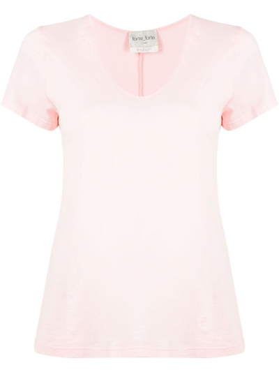Forte Forte T-shirt Mit U-ausschnitt In Pink