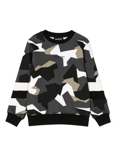 Neil Barrett Kids' Camouflage Print Cotton Sweatshirt In Multicolor