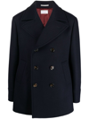 Brunello Cucinelli Navy Blue Double Flannel Caban Blazer In Black