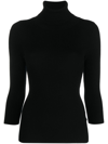 Aspesi Ribbed-knit Roll-neck Knitted Top In Schwarz