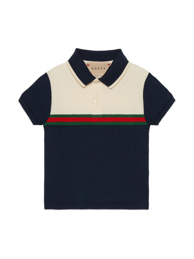 Gucci Babies' Brand-panel Short-sleeve Stretch-cotton-pique Polo Shirt  6-36 Months In Navy & Other