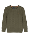Polo Ralph Lauren Pony-motif Cable-knit Jumper In Green