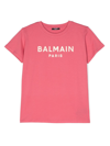 BALMAIN METALLIC LOGO-STAMP COTTON T-SHIRT