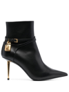 Tom Ford Lock 105mm Calfskin Ankle Booties In Schwarz