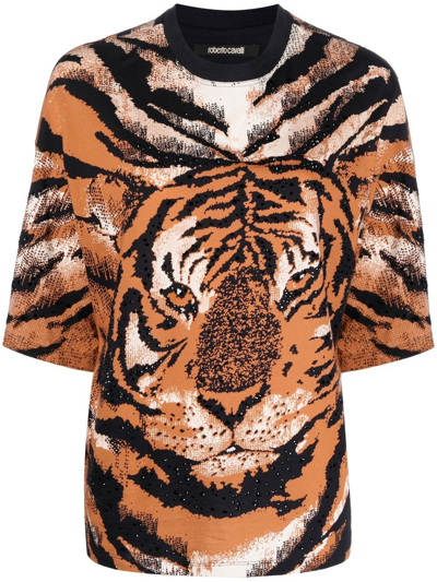 Roberto Cavalli Oberteil Mit Tiger-print In Orange