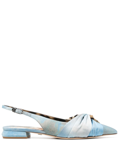 Roberto Cavalli Womens Multicolour Ballerina Graphic-print Leather Slingback Pumps