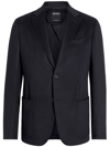 Zegna Trofeo Single-breasted Cashmere Jacket In Blue