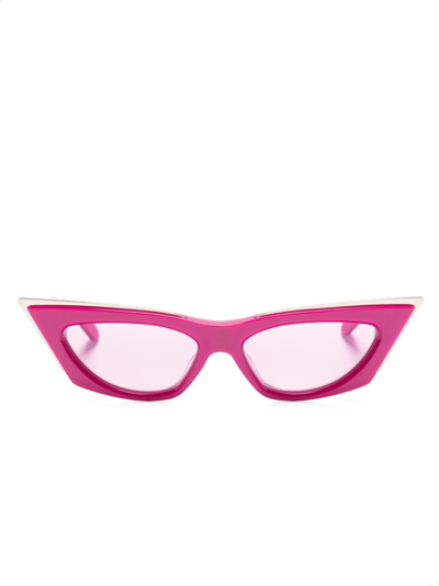 Valentino V-goldcut I Cat-eye Sunglasses In Pink/dark Grey