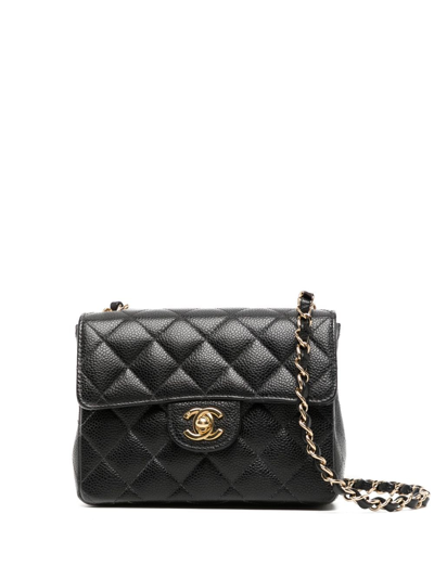 Pre-owned Chanel 2003 Diamond-quilted Mini Shoulder Bag In Black