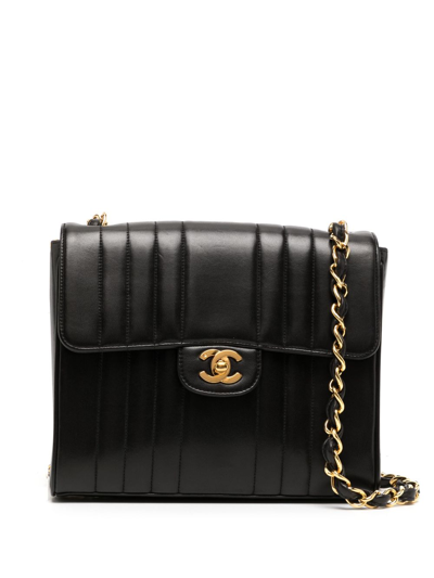 Pre-owned Chanel 1992 Mademoiselle Classic Flap Shoulder Bag In Black