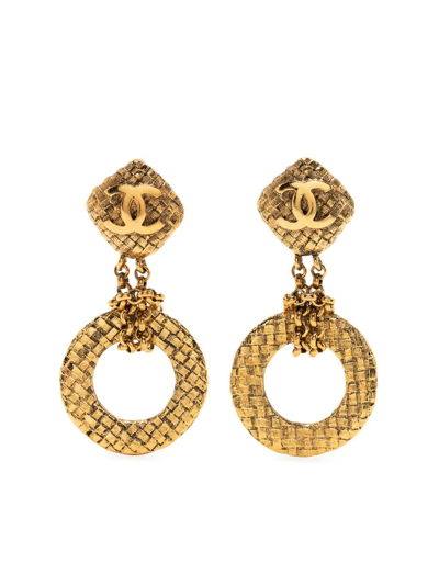 CHANEL Pre-Owned 1994 CC Logo Drop clip-on Earrings - Farfetch