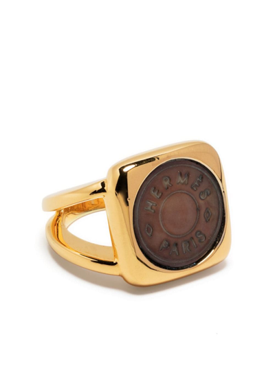 Pre-owned Hermes 1990-2000s  Corozo Serie Ring In Gold