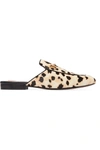 GUCCI PRINCETOWN HORSEBIT-DETAILED LEOPARD-PRINT CALF HAIR SLIPPERS